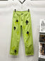 Chrome Hearts Lime Green Cross Patch Denim Jeans
