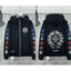 Chrome Hearts Gradient Cross Sleeve & Horseshoe Zip-Up Hoodie (Black)