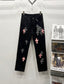 Chrome Hearts Pink & Black Cross Applique Jeans