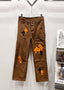 Chrome Hearts Brown & Orange-Black Cross Patch Denim Jeans