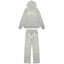 Sp5der Rhinestone Letter Graphic Grey Hoodie and Sweatpants Tracksuit Set