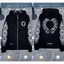 Chrome Hearts Horseshoe & Floral Cross Zip-Up Hoodie (Black)