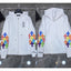 Chrome Hearts Multi-Color Cross Sleeve Zip-Up Hoodie (White)