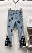 Chrome Hearts Light Blue & White-Paneled Black Cross Patch Denim Jeans