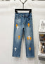 Chrome Hearts Blue Orange & White Cross Patch Denim Jeans