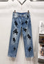 Chrome Hearts Classic Blue & Black Cross Patch Denim Jeans
