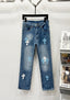 Chrome Hearts Classic Blue & Light Blue-White Cross Patch Denim Jeans