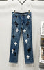 Chrome Hearts Classic Blue & Black-White Cross Patch Denim Jeans