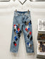 Chrome Hearts Multi-Color & Leopard Cross Patch Denim Jeans