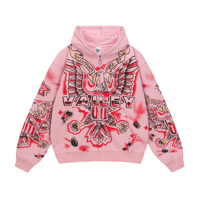 Vale Forever Pink Wing Cross Graphic Hoodie Hover Image