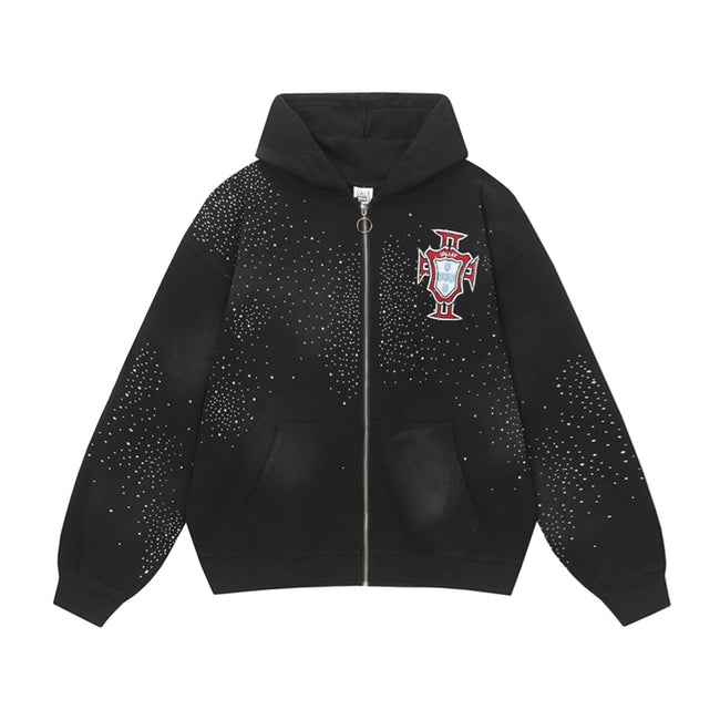 Vale Forever Black Star Dust Graphic Zip-Up Hoodie Hover Image