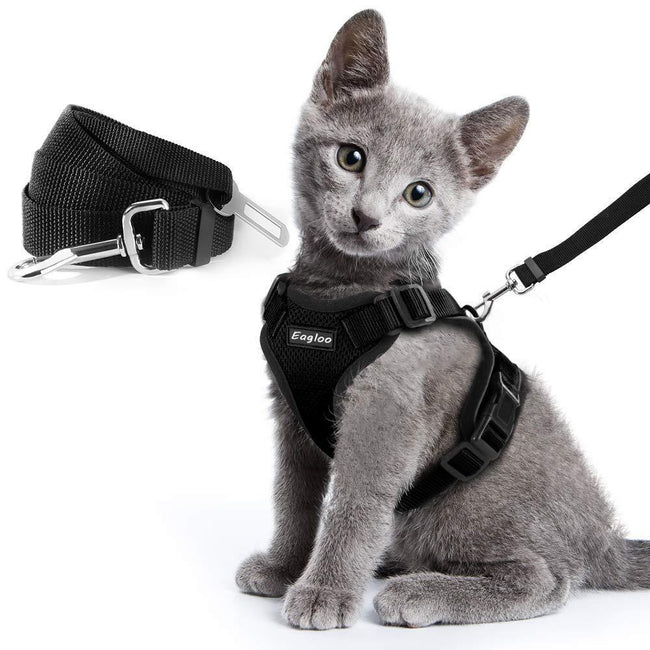 Escape Proof Cat Vest Harness And Car Seat Belt Adapter Adjustable Reflective Cat Harness Soft Mesh Harness For Kitten Puppy Hover Image