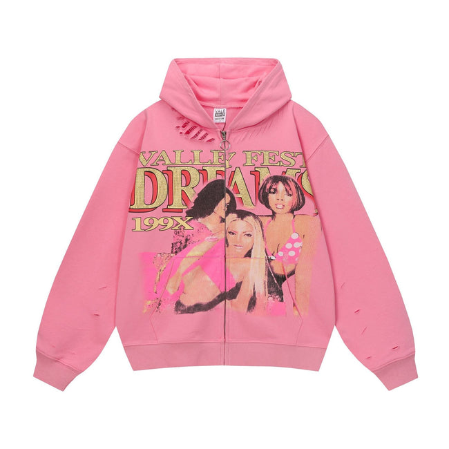 Vale Forever Pink Dream Girl Graphic Zip-Up Hoodie Hover Image