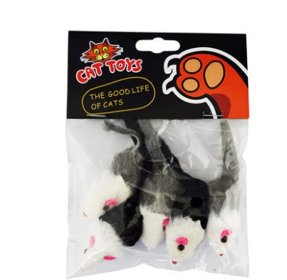 5pcs Fake Mouse Rabbit Skin Mouse Cat Toy