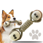Cotton Rope Tennisball Dumbbell Dog Chew Toy