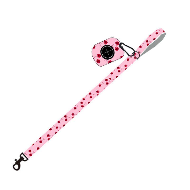 Pink Dog Harness with Leash, Collar, Bowtie, and Poop Bag Holder