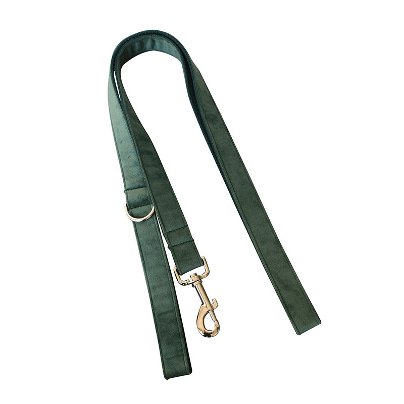Green Velvet Bowtie Collar and Dog Leash Set
