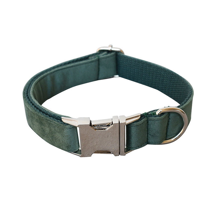 Green Velvet Bowtie Collar and Dog Leash Set