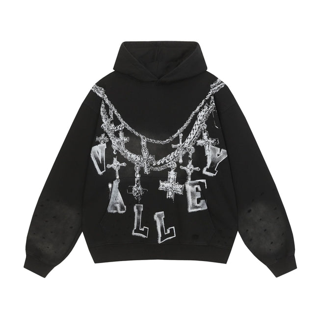 Vale Forever Chain Cross Back Graphic Hoodie Hover Image