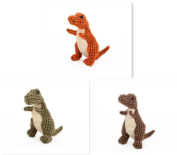Dinosaur Plush Chew and Sound Dog Toy