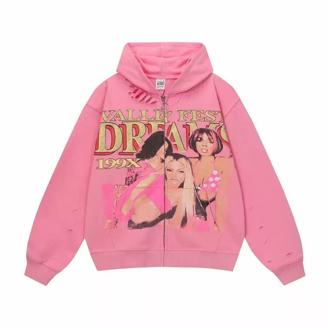 Vale Forever Dreams Zip Up Hoodie Pink Hover Image