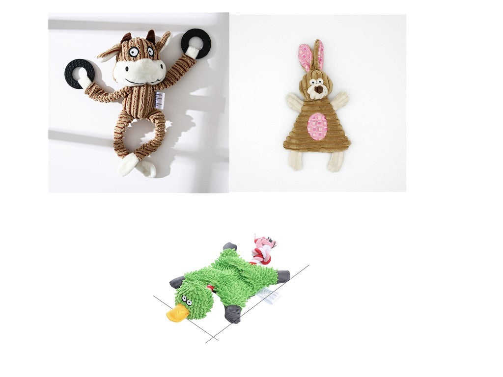 Dog Toy Corduroy Chew Toys - Squeaky Plush Animals