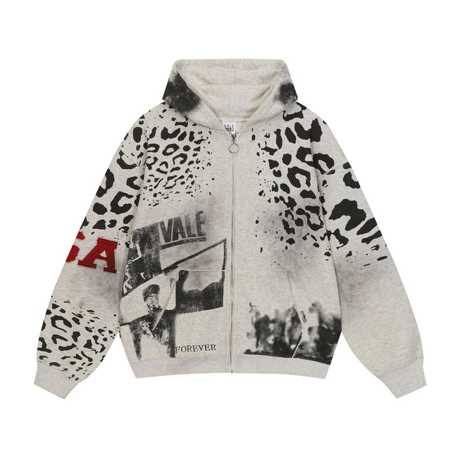 Vale Forever Leopard Archive Graphic Zip-Up Hoodie Hover Image