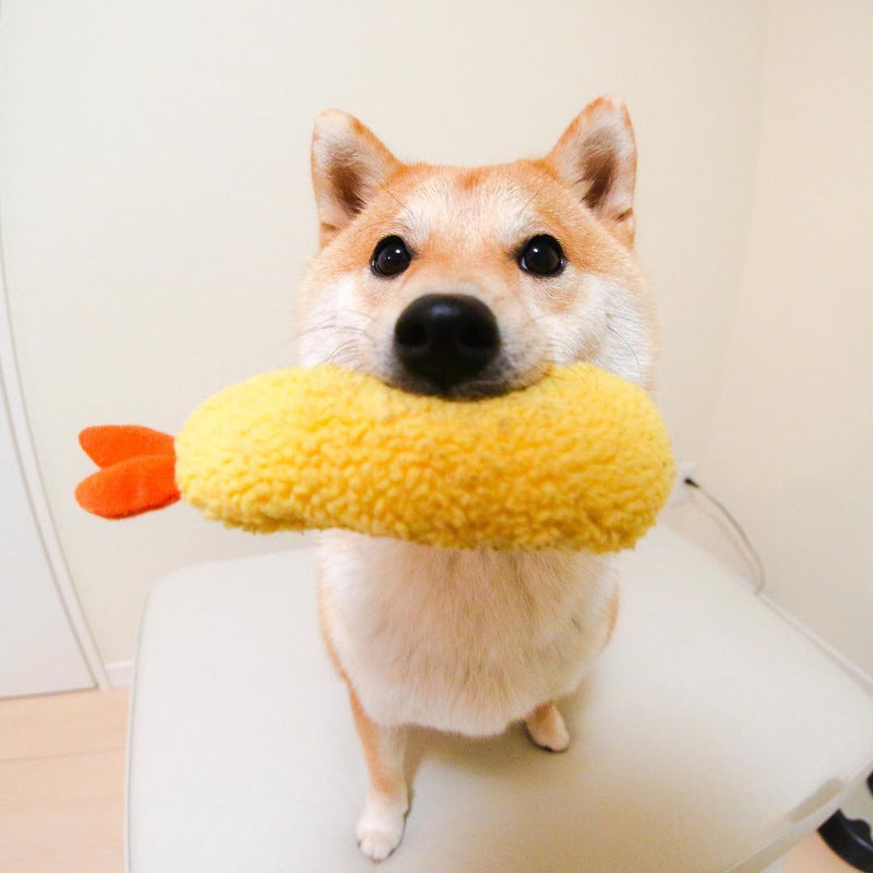 Fried Shrimp Tempura Dog Plush Chew Squeaky Toy