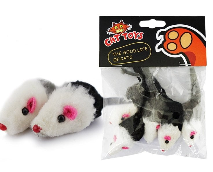 5pcs Fake Mouse Rabbit Skin Mouse Cat Toy