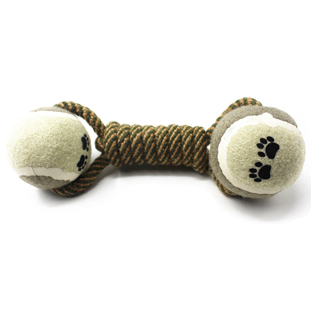 Cotton Rope Tennisball Dumbbell Dog Chew Toy