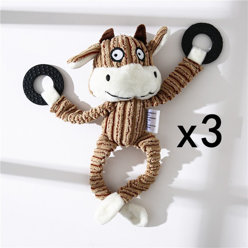 Dog Toy Corduroy Chew Toys - Squeaky Plush Animals