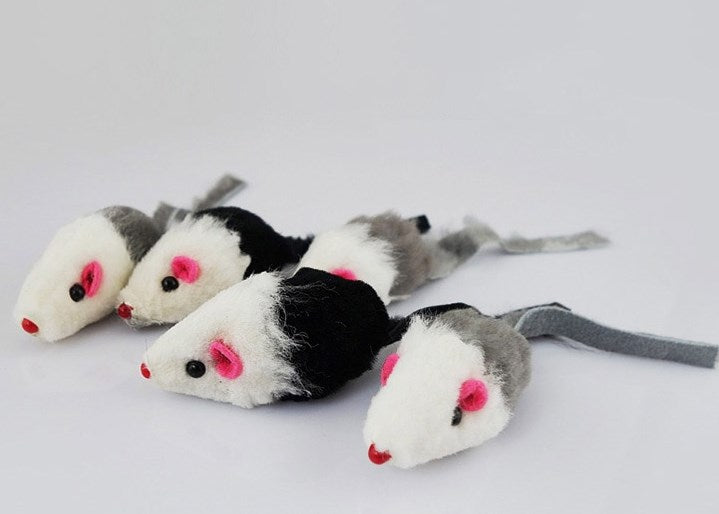 5pcs Fake Mouse Rabbit Skin Mouse Cat Toy