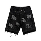 Mixed Emotions Black “ME” Rhinestone Denim Shorts