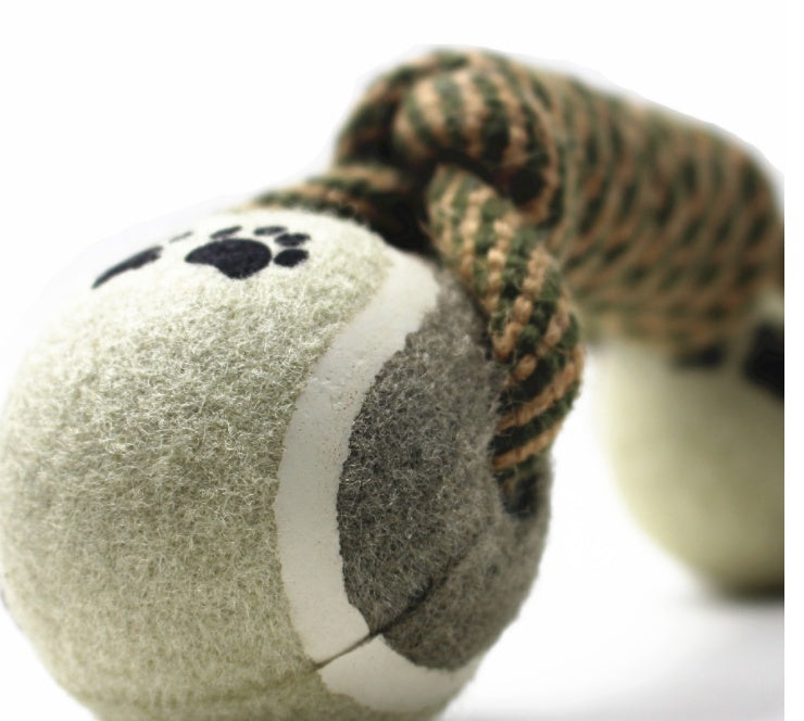 Cotton Rope Tennisball Dumbbell Dog Chew Toy