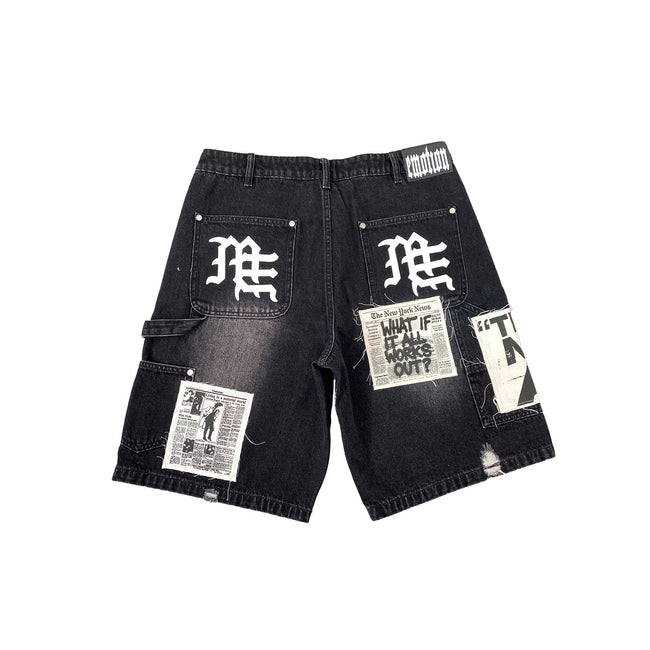 Mixed Emotions Black “AI” Denim Shorts Main Image