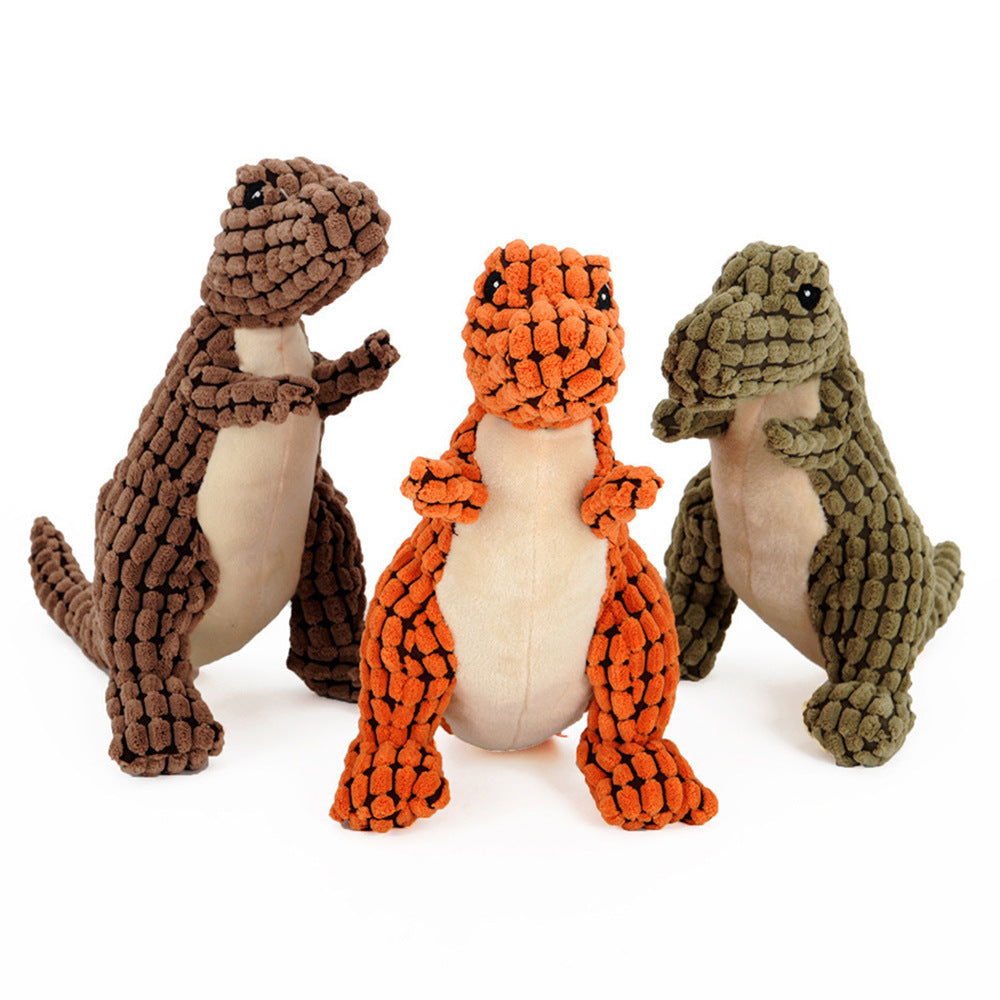 Dinosaur Plush Chew and Sound Dog Toy