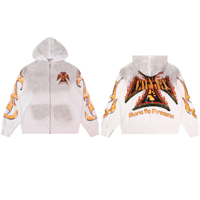 Vale Forever Flames & Wings Graphic Hoodie – Vintage Racing Style Hover Image
