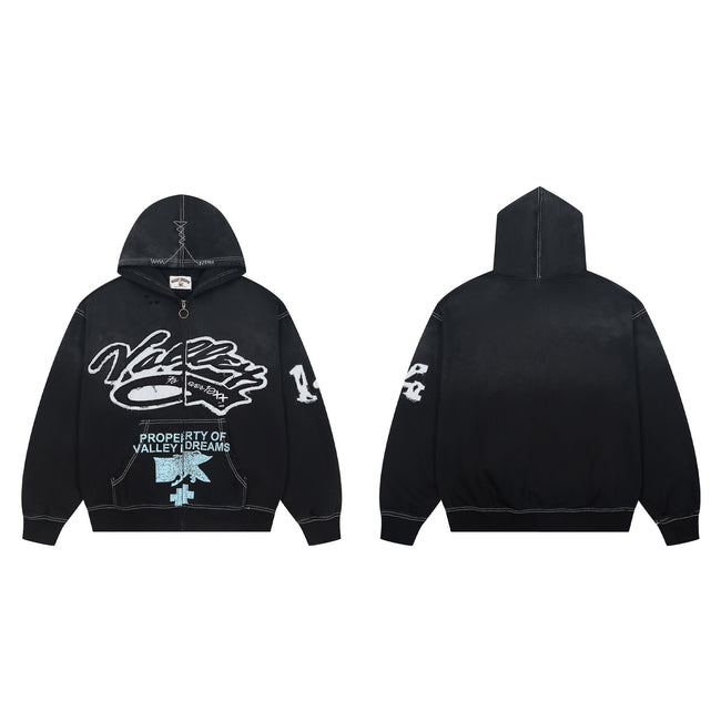 Vale Forever Script Racing Hoodie – Minimal Track Streetwear Hover Image