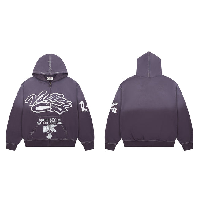 Vale Forever Purple Script Logo Hoodie – Retro Casual Streetwear Hover Image