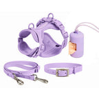 4pc Set: Waterproof Dog Chest Harness Leash and Waste Bag Dispenser
