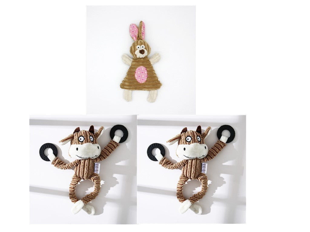 Dog Toy Corduroy Chew Toys - Squeaky Plush Animals