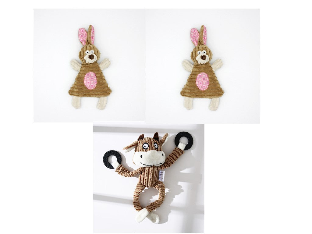 Dog Toy Corduroy Chew Toys - Squeaky Plush Animals