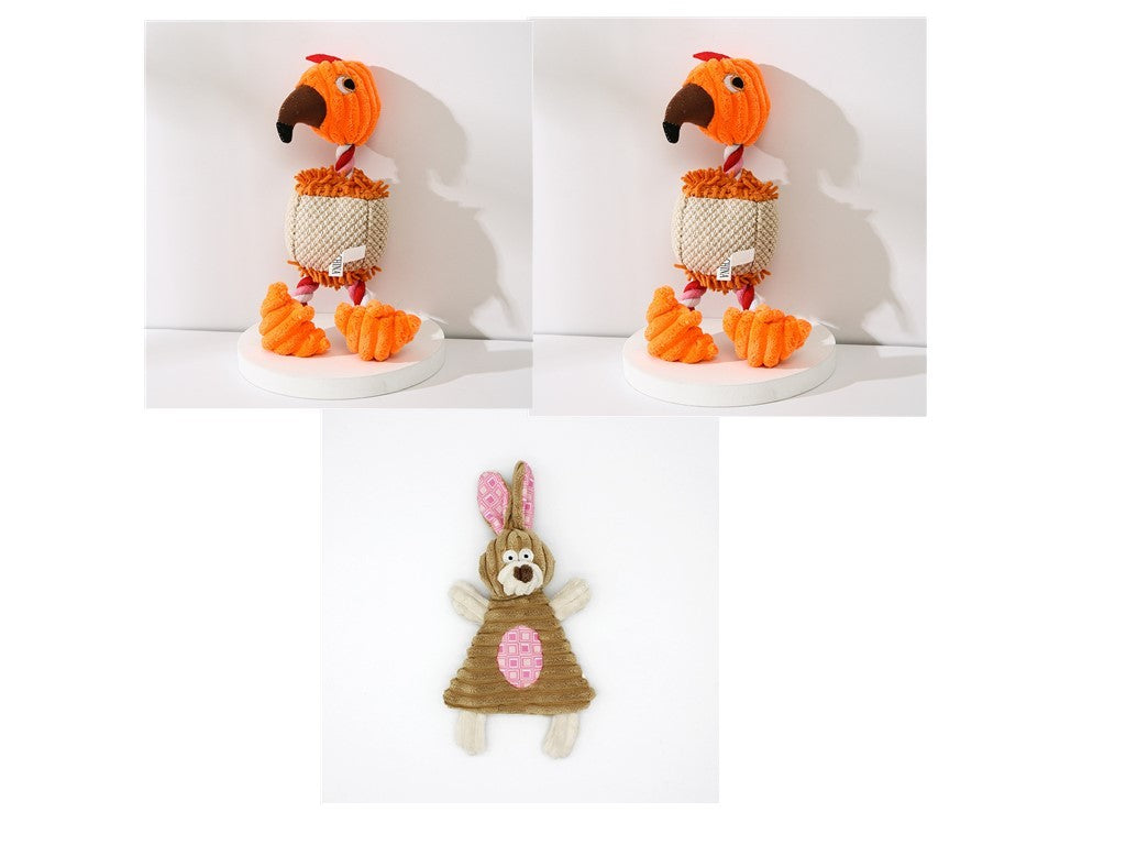 Dog Toy Corduroy Chew Toys - Squeaky Plush Animals