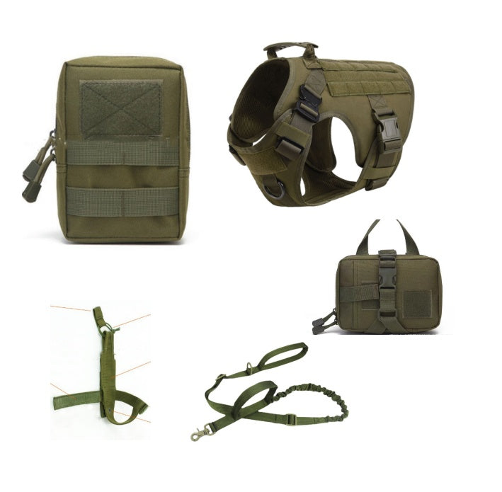 Tactical Dog Harness K9 Training 5pc Set