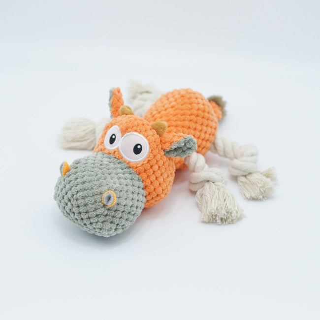 Colorful Cow Dog Chew Toy Hover Image