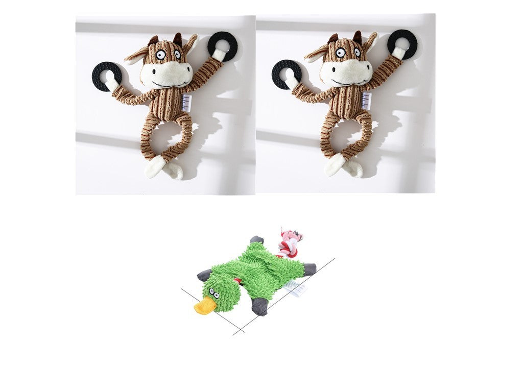 Dog Toy Corduroy Chew Toys - Squeaky Plush Animals