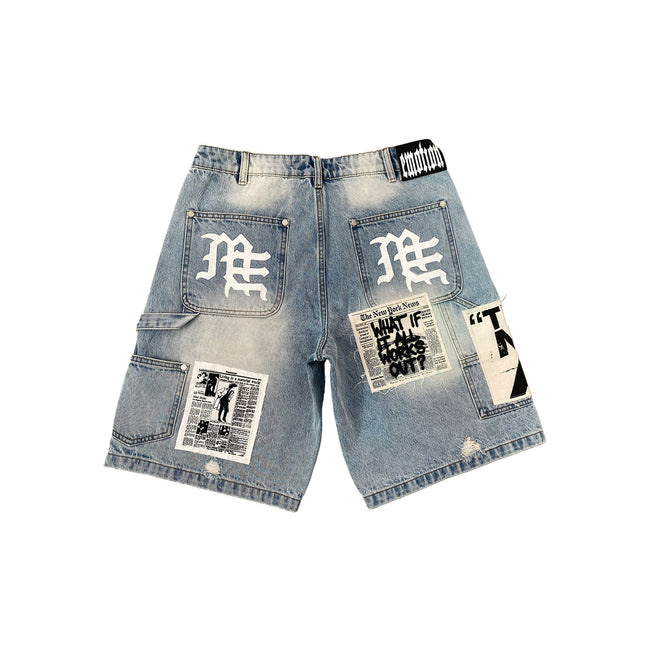Mixed Emotions Blue “AI” Denim Shorts Main Image