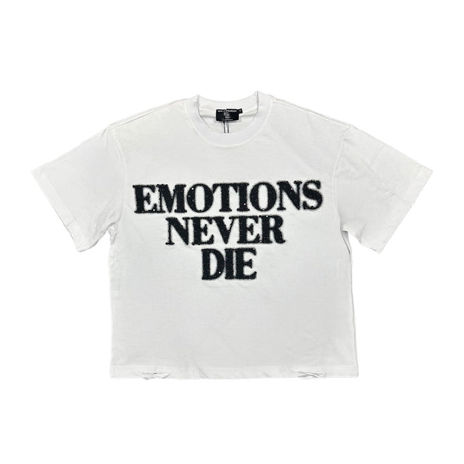 Mixed Emotions White ‘End’ Rhinestone Tee Hover Image
