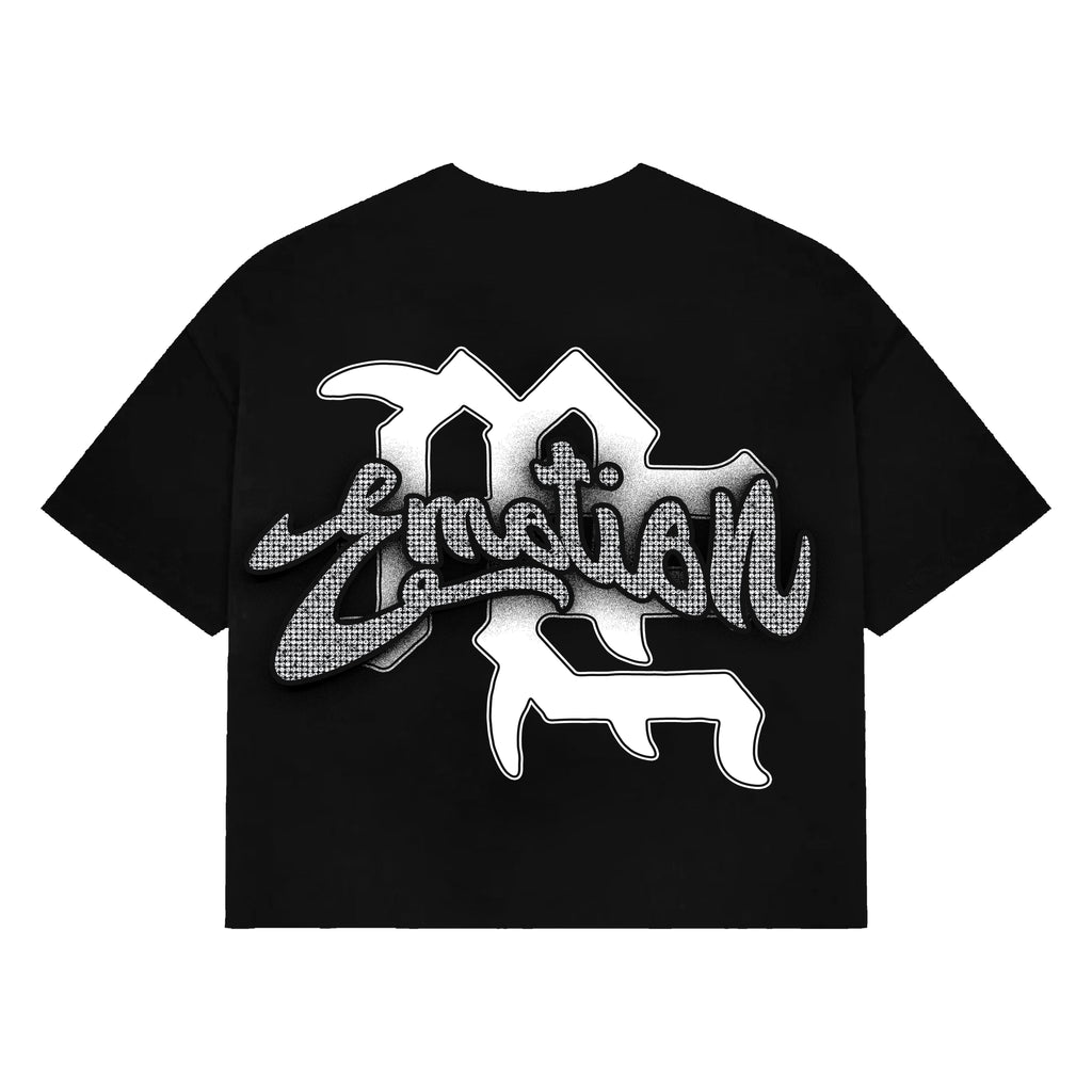 Mixed Emotions Black “Rhinestone” Cropped Tee