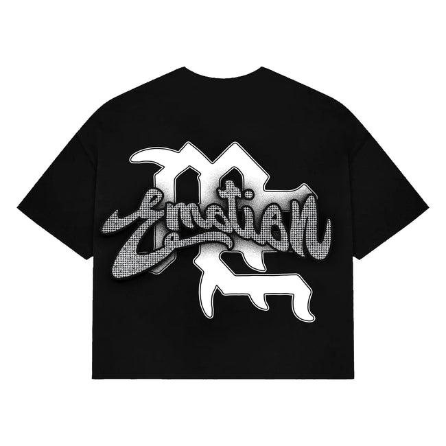 Mixed Emotions Black “Rhinestone” Cropped Tee Main Image